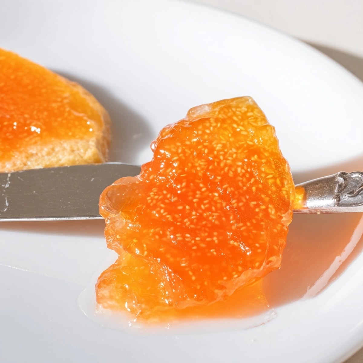 Homemade Cantaloupe Jelly spread thickly on toasted sourdough, a bright and summery breakfast.