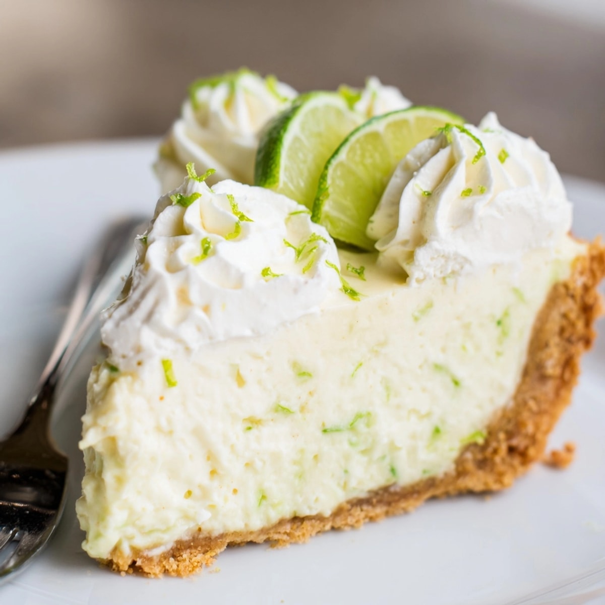 Creamy Keto Key Lime Pie with a nutty almond crust and fresh lime zest.