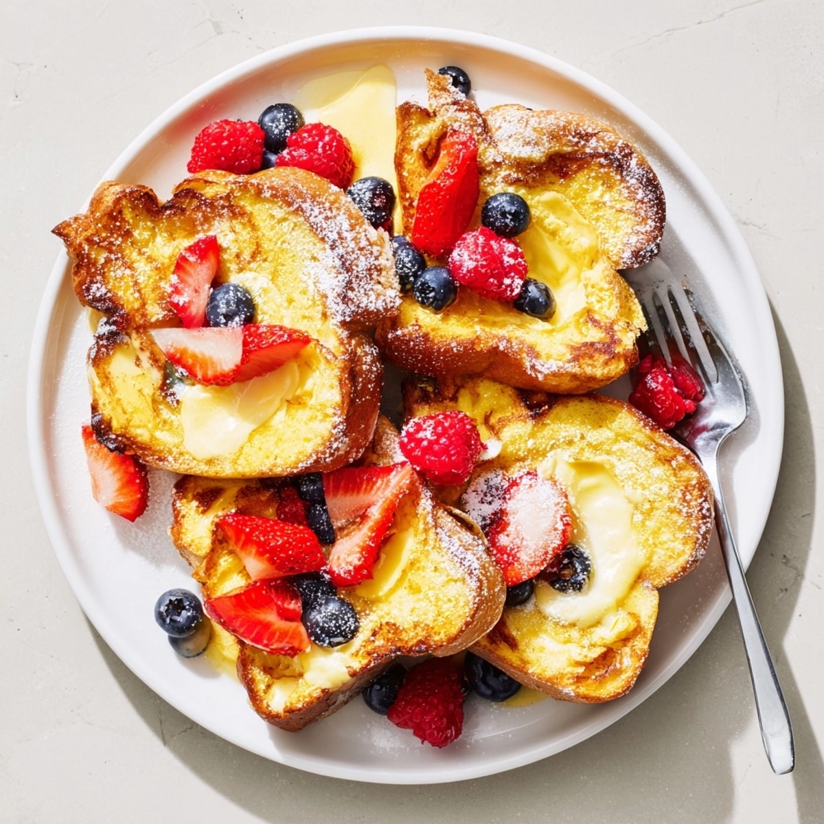 Golden Custard Yogurt Toast, fresh berries glistening, baked until bubbly and ready to share.