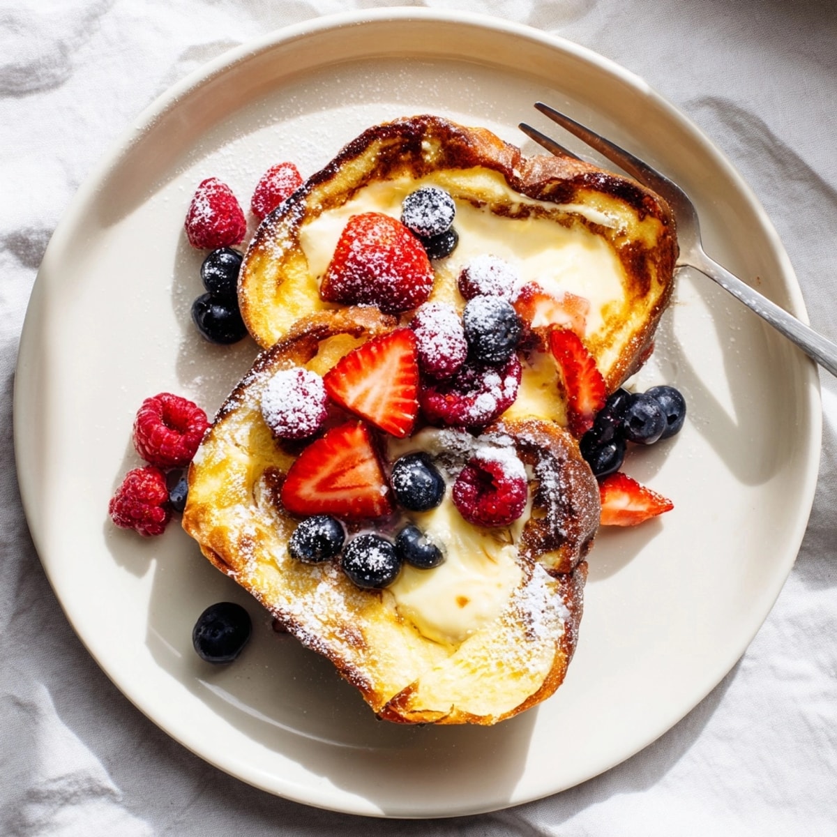 Creamy Custard Yogurt Toast recipe: golden brioche cradling tangy yogurt and sweet berry filling.