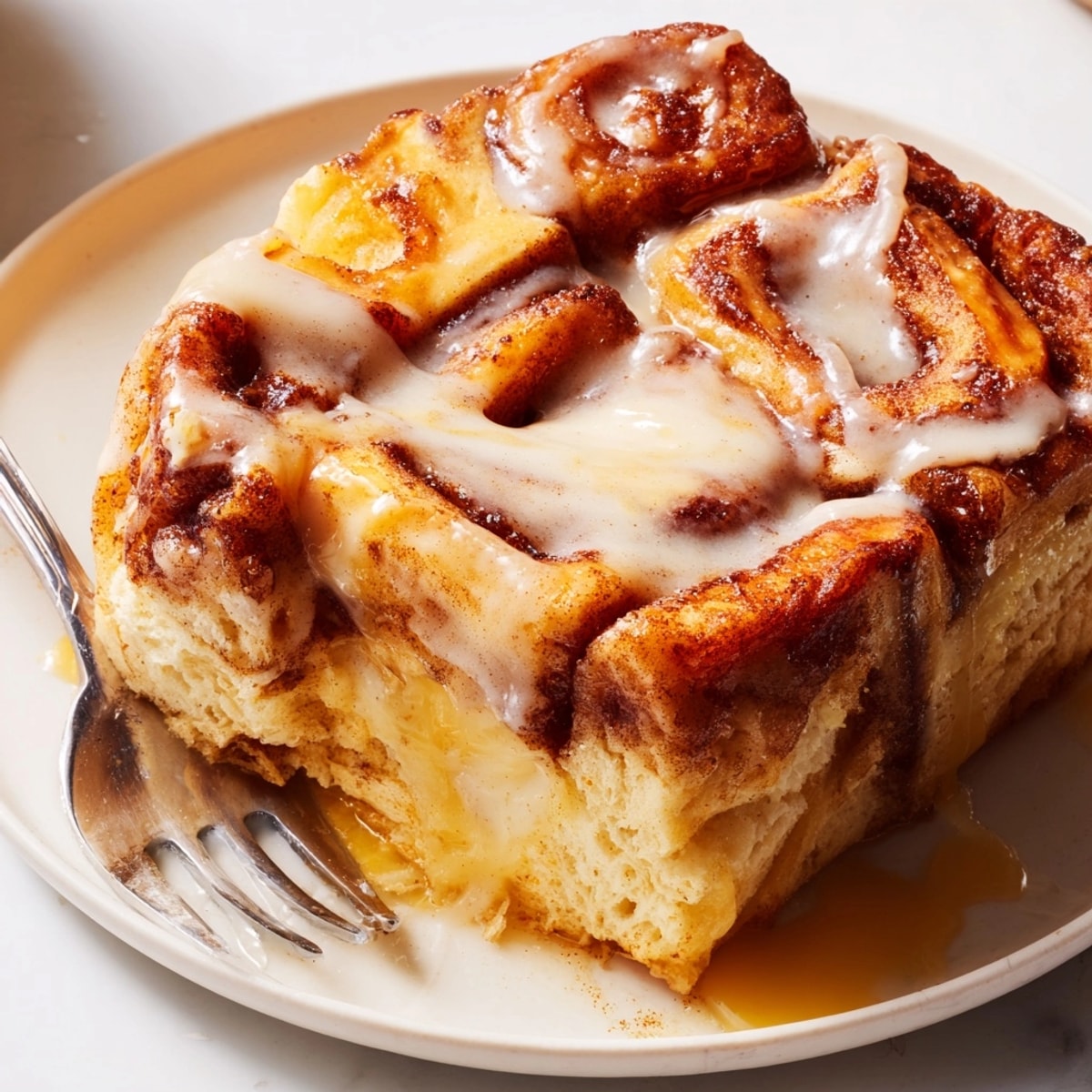 Creamy baked Cinnamon Roll Casserole with spiced custard, a comforting breakfast treat.