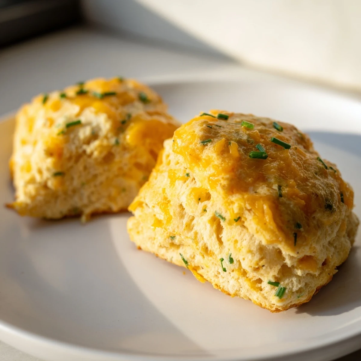 Golden-baked savory cheese scones, warm and flaky, perfect for a quick breakfast or afternoon treat.