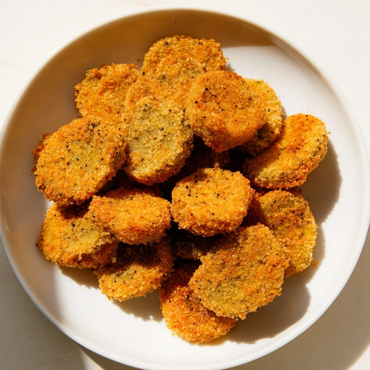 Golden-brown Crispy Fried Pickles served with cool ranch, a perfect appetizer for sharing.