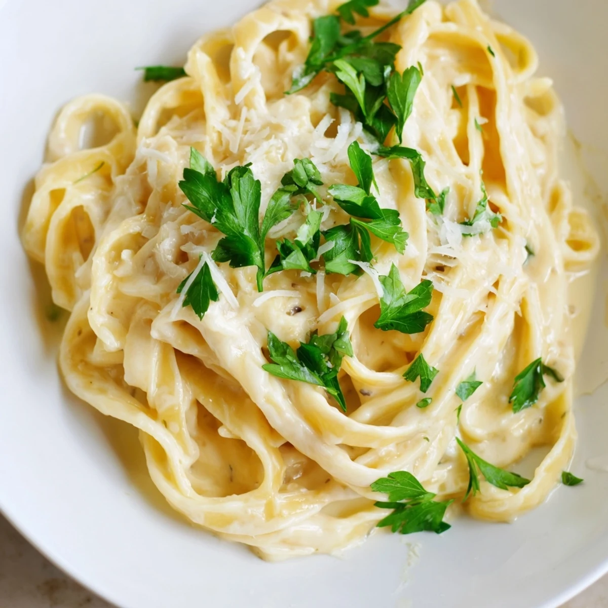 Enjoy a steaming bowl of Creamy Garlic Parmesan Pasta, a classic Italian comfort food favorite.