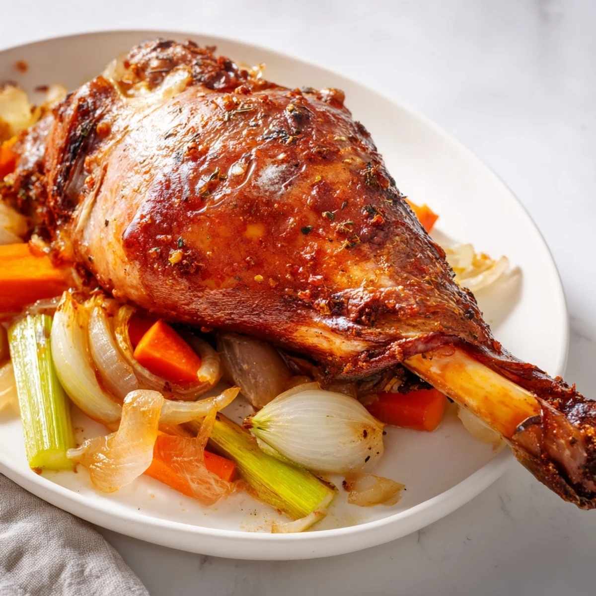 Delicious slow roasted turkey legs, seasoned to perfection and served with savory roasted vegetables.