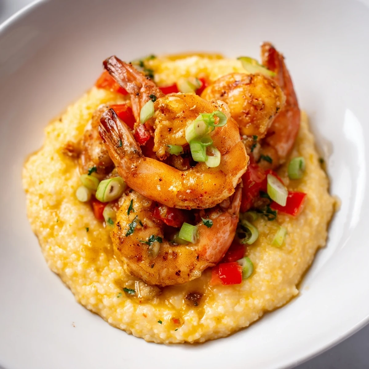 Imagine the aroma: a delightful plate of Spicy Cajun Shrimp and Grits, ready to be enjoyed.