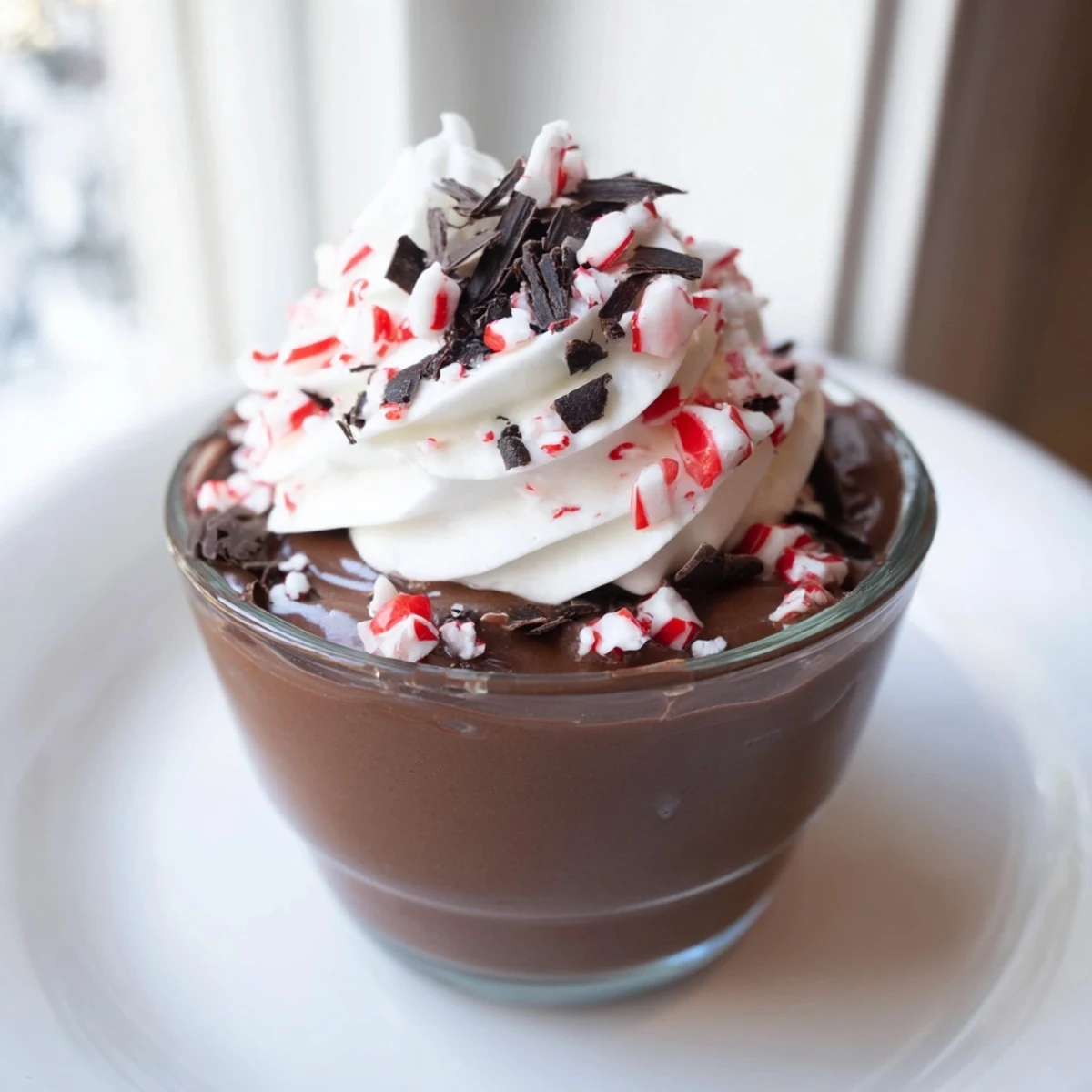 A festive spoonful of rich, dark chocolate peppermint mousse, a refreshing culinary experience.