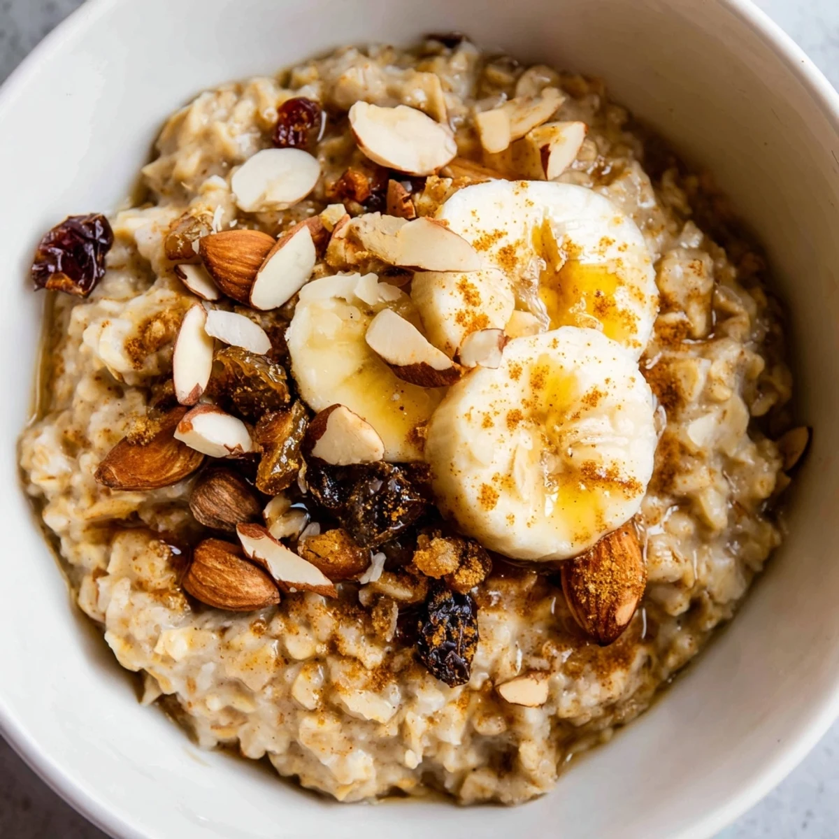 A close-up shot of creamy, spiced Chai Oatmeal, inviting breakfast on a cold day.