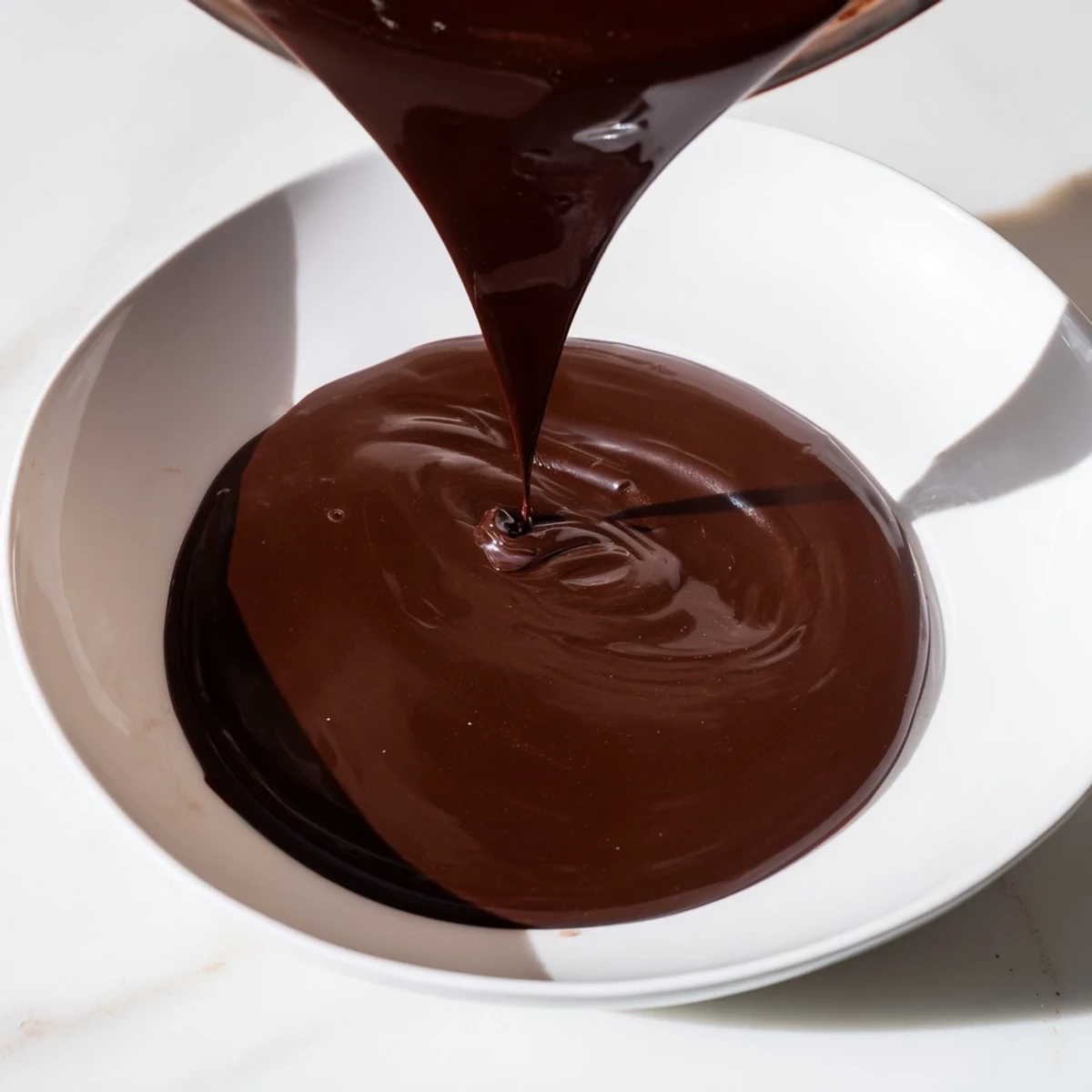 Warm, freshly made Chocolate Ganache Glaze drips beautifully from a layered chocolate cake.