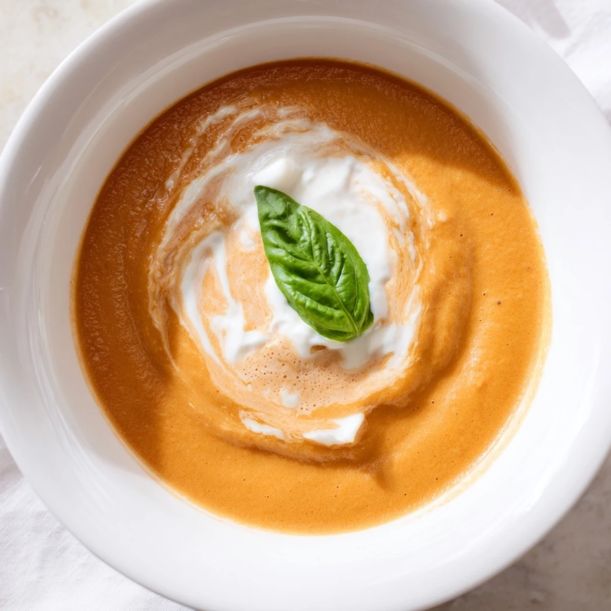 Enjoy the rich flavor of Creamy Tomato Bisque, perfect served with a grilled cheese sandwich.