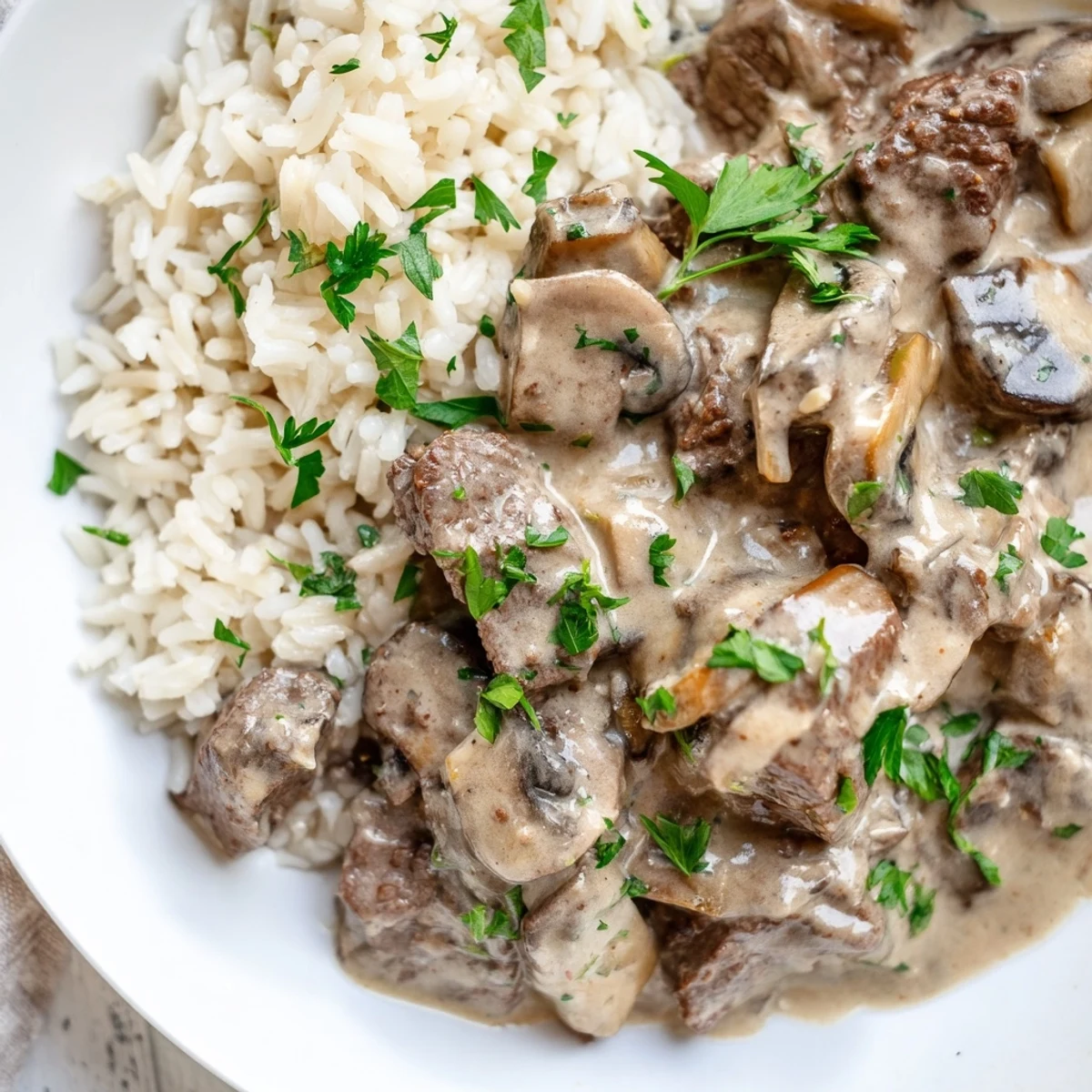 Rich Beef Stroganoff Rice