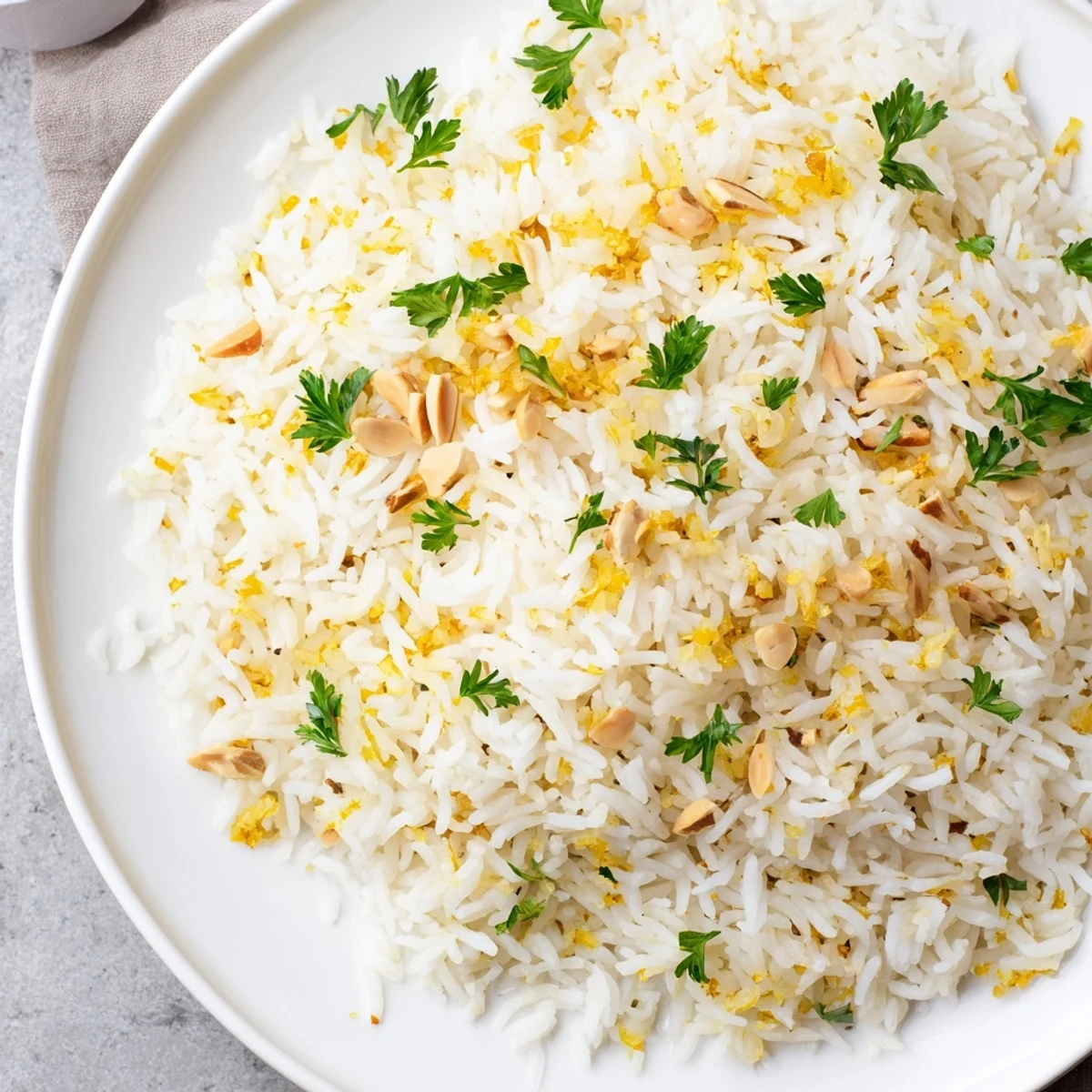 Steaming bowl of delicious Rice Pilaf, cooked with onions and fragrant spices for a perfect pairing.