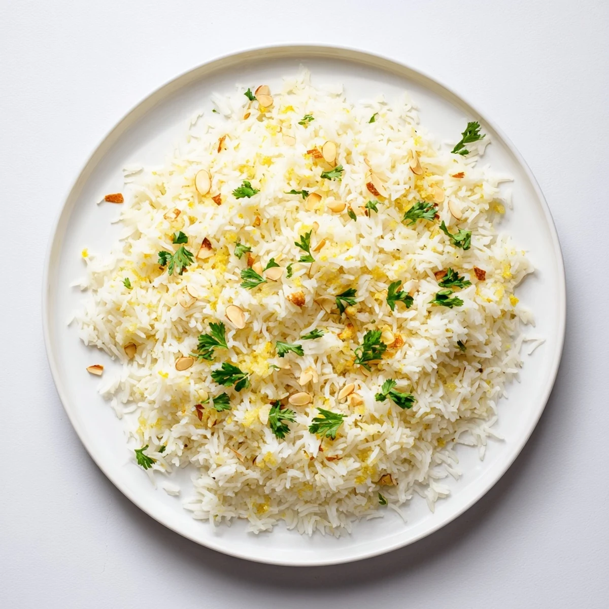Fluffy and golden Rice Pilaf, a savory side dish with toasted almonds and parsley.