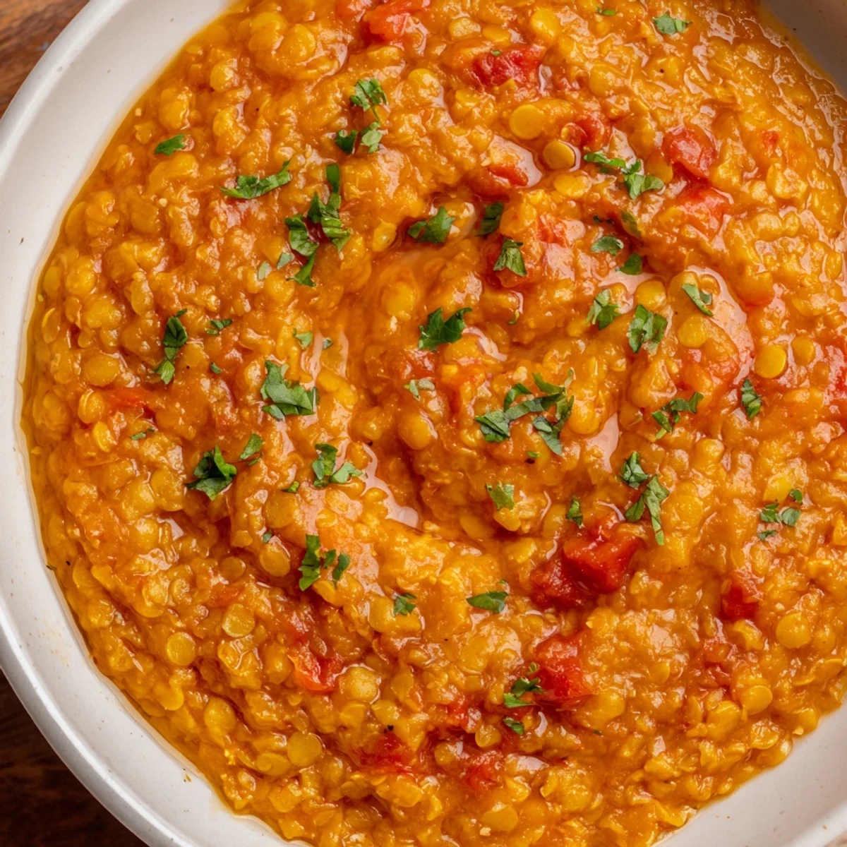 Flavorful Spiced Lentil Dhal, a vegan Indian delight, brimming with tomatoes and fragrant spices.