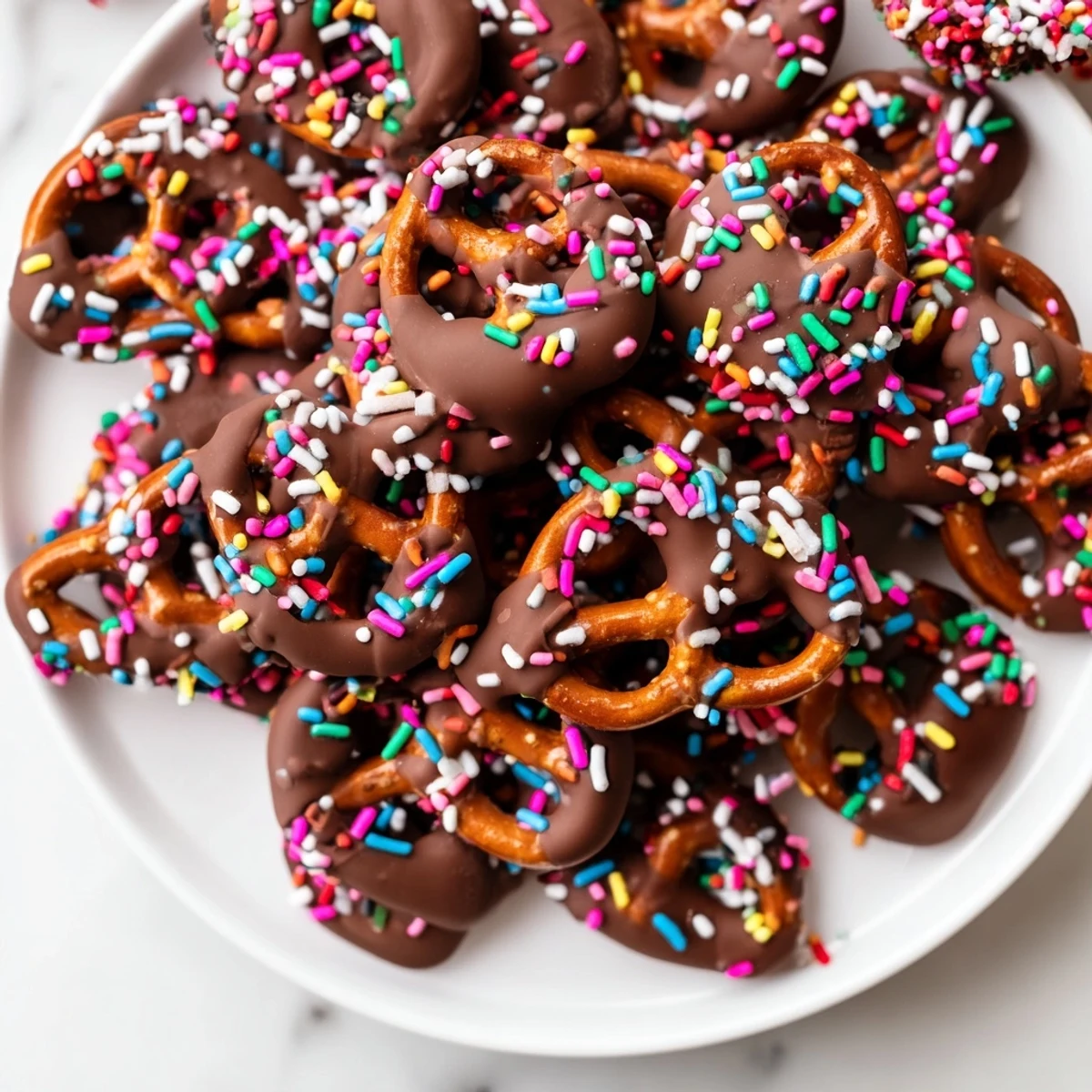 Chocolate Pretzels with Sprinkles