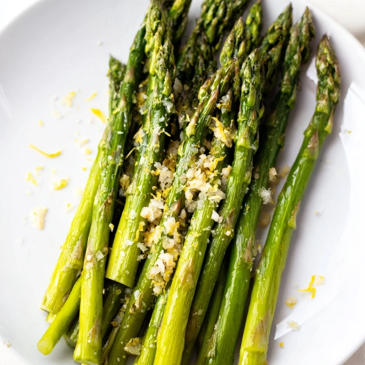 Vibrant image of roasted Lemon Garlic Asparagus with Parmesan, offering a delightful bite and color.