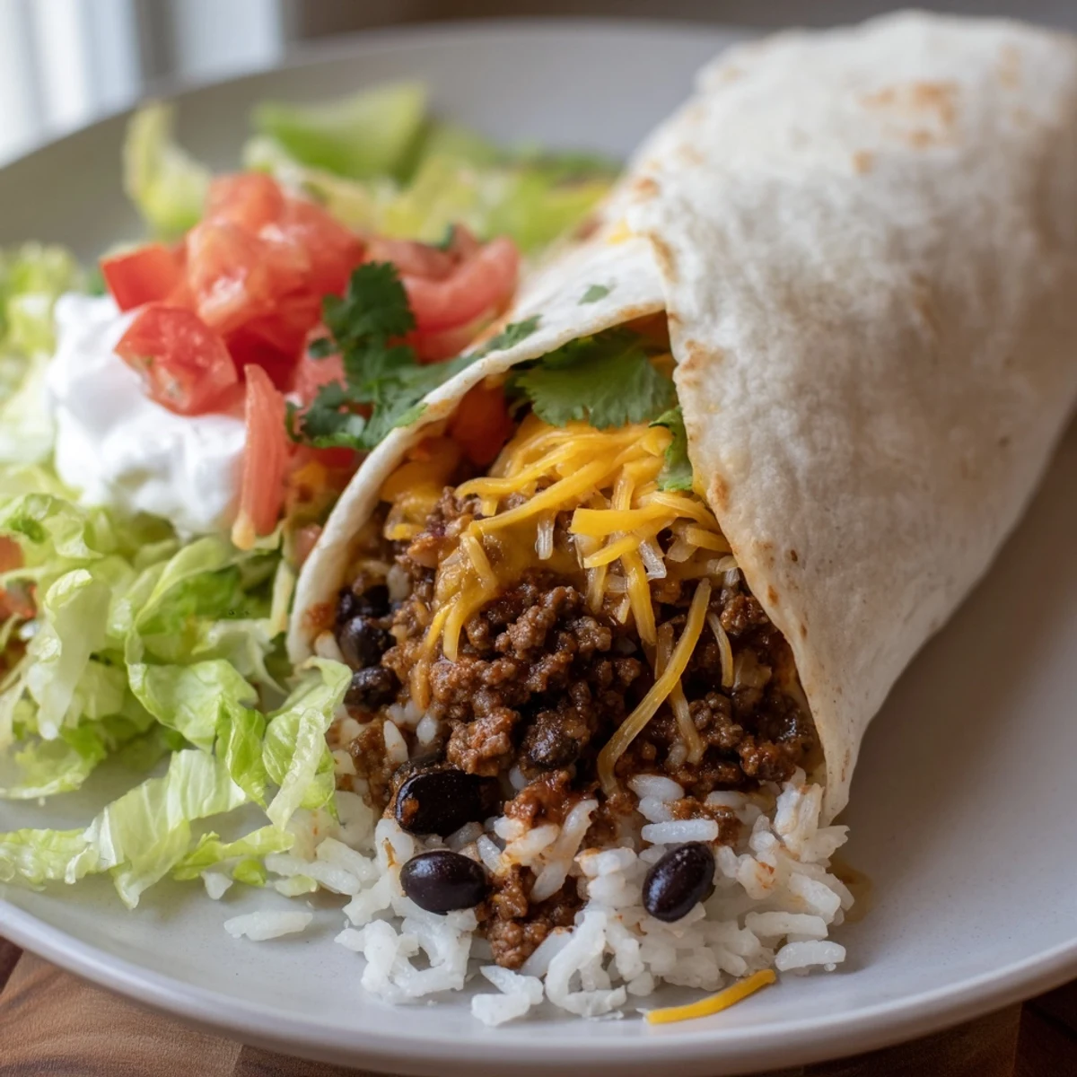 Steaming, flavor-packed beef burritos with melted cheese and fresh fillings ready to be devoured.