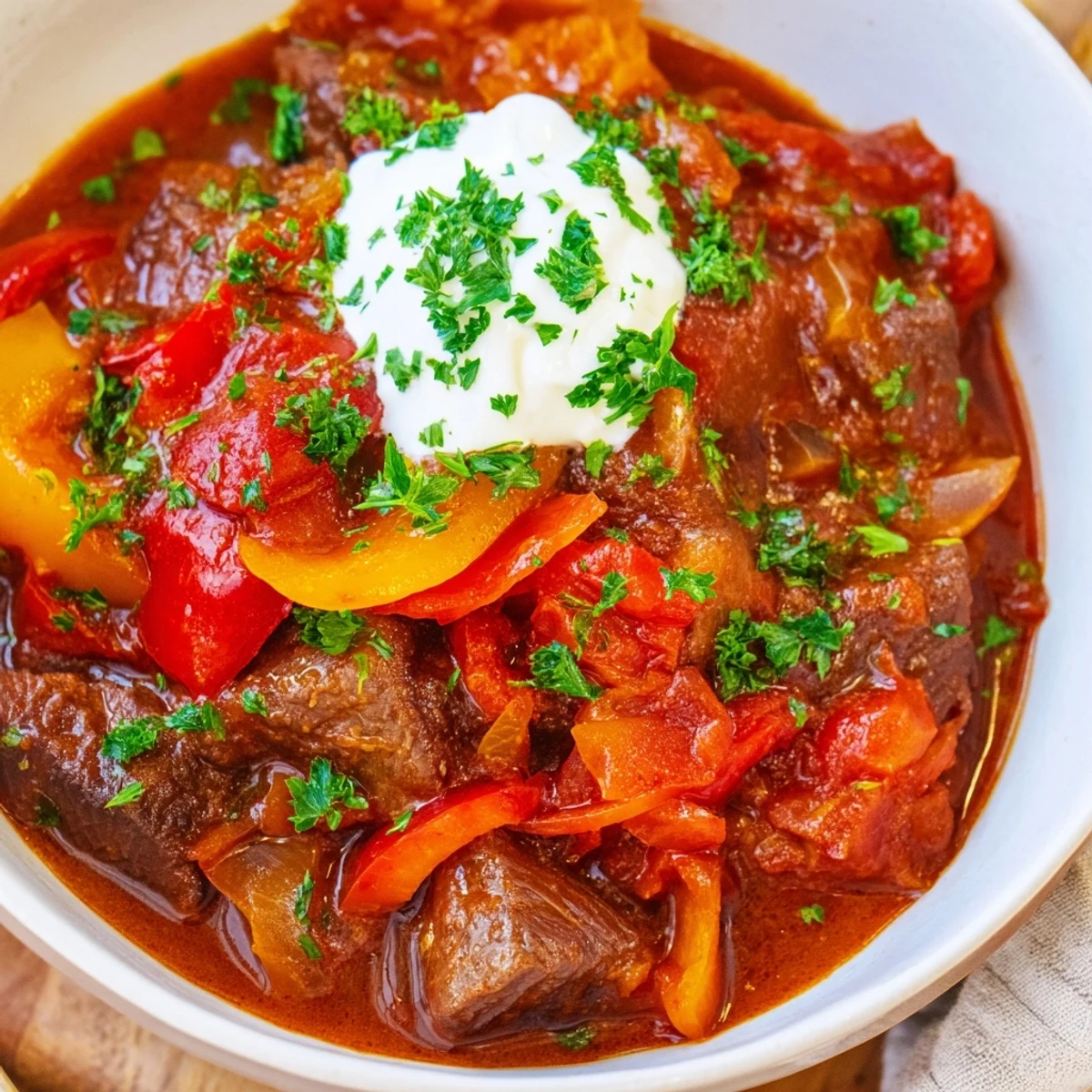 Rich Beef Goulash Bell Peppers