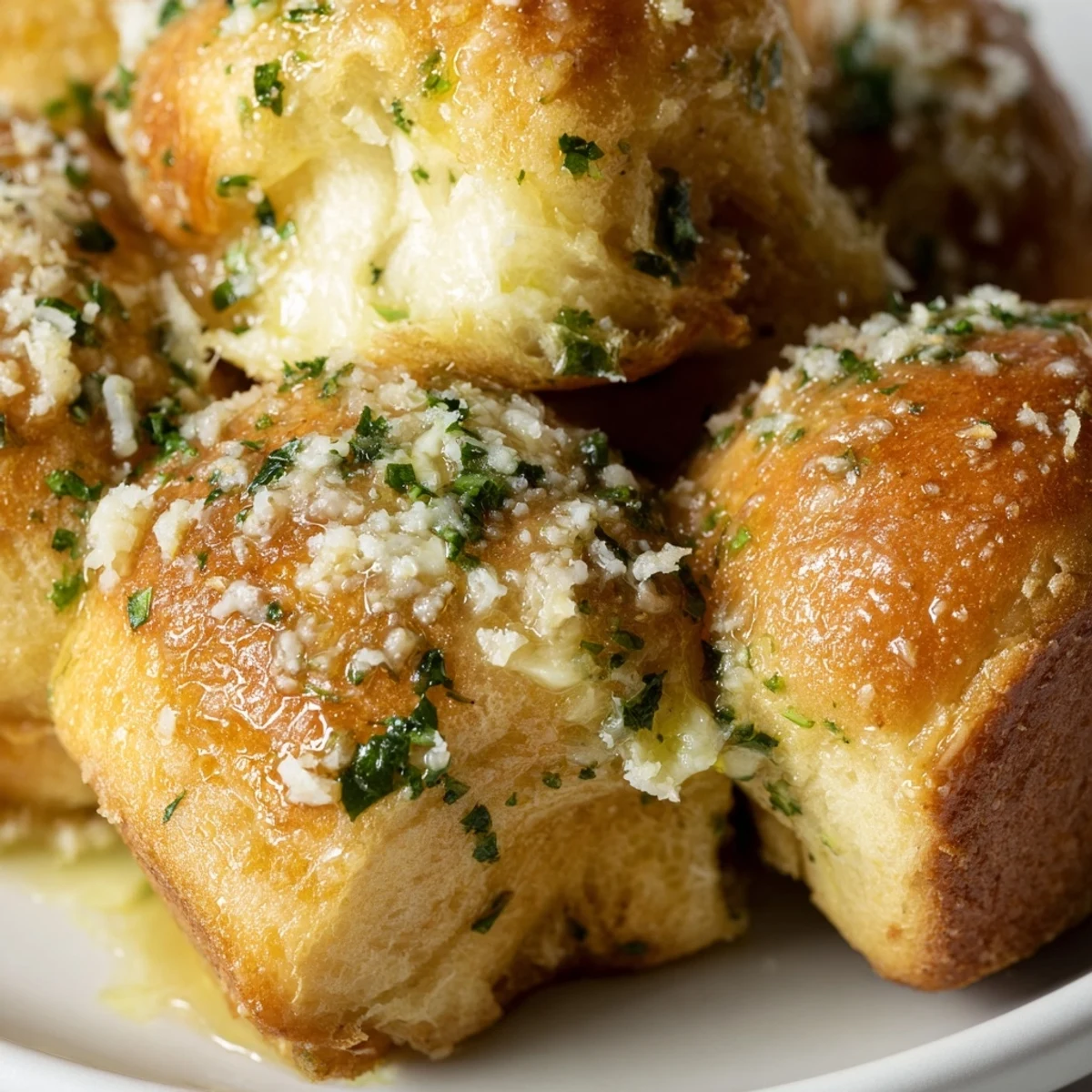 Homemade Garlic Knots with Butter, soft and fluffy, paired with marinara dipping sauce for an Italian-American appetizer.