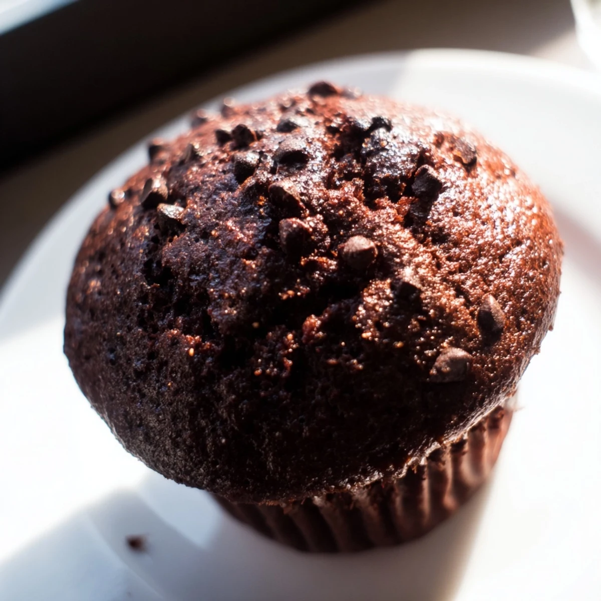 Golden-brown Chocolate Muffin tops are displayed on parchment paper, perfect for a quick dessert snack.