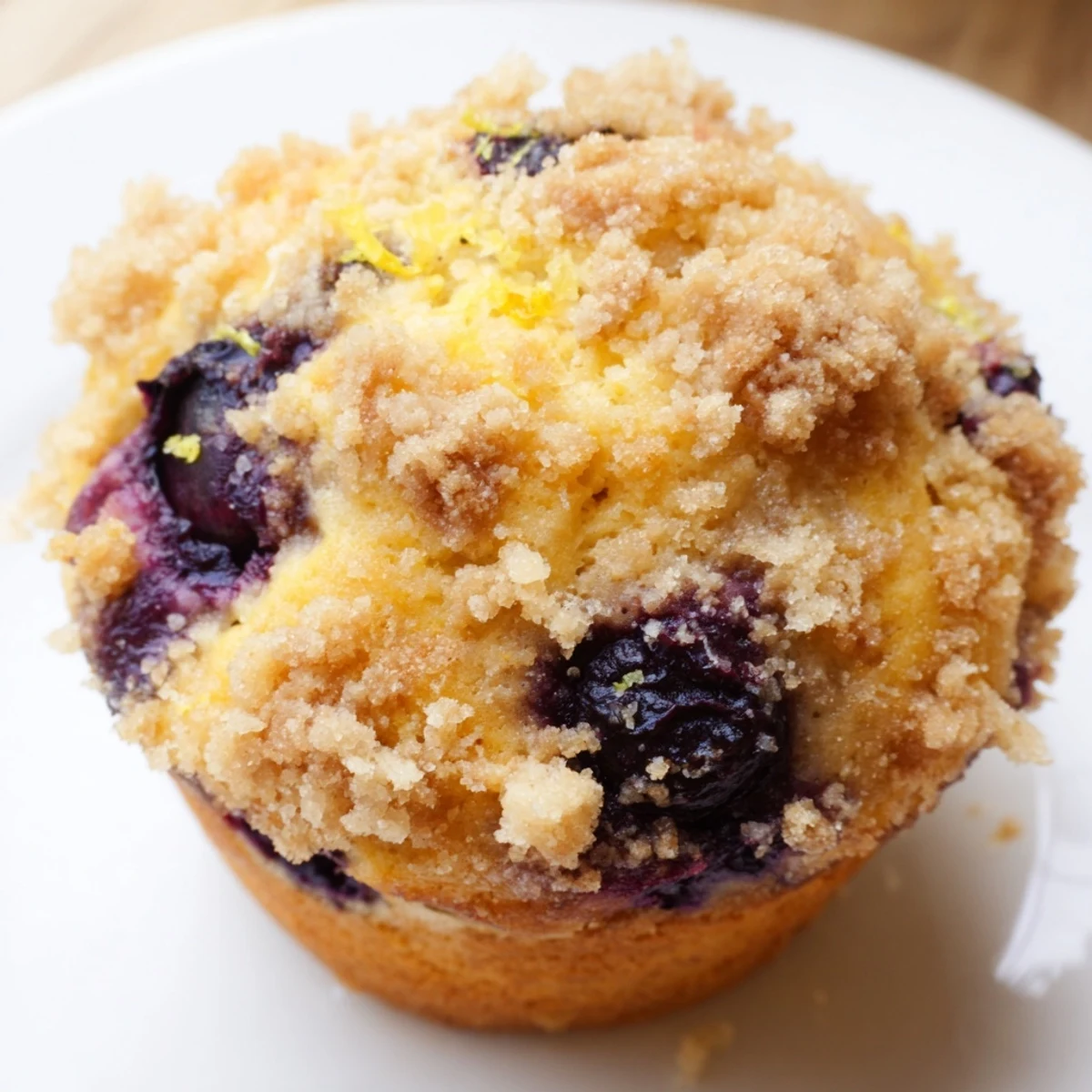 Freshly baked Lemon Blueberry Muffin Tops offer a golden, crunchy streusel topping over soft, zesty crumbs.