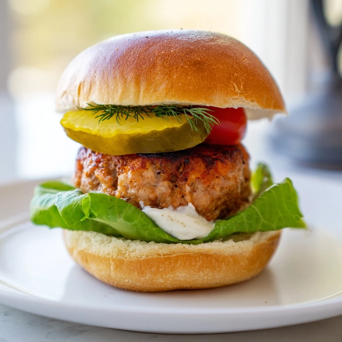 Close-up of a Touchdown Turkey Burger Slider with melty cheese and a juicy patty on a toasted bun.