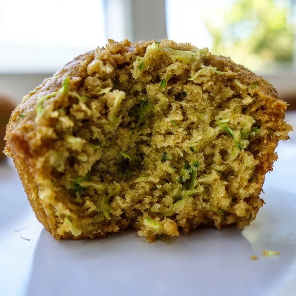 Moist and tender Green Zucchini Muffins with a hint of cinnamon, perfect for a wholesome breakfast or afternoon snack.