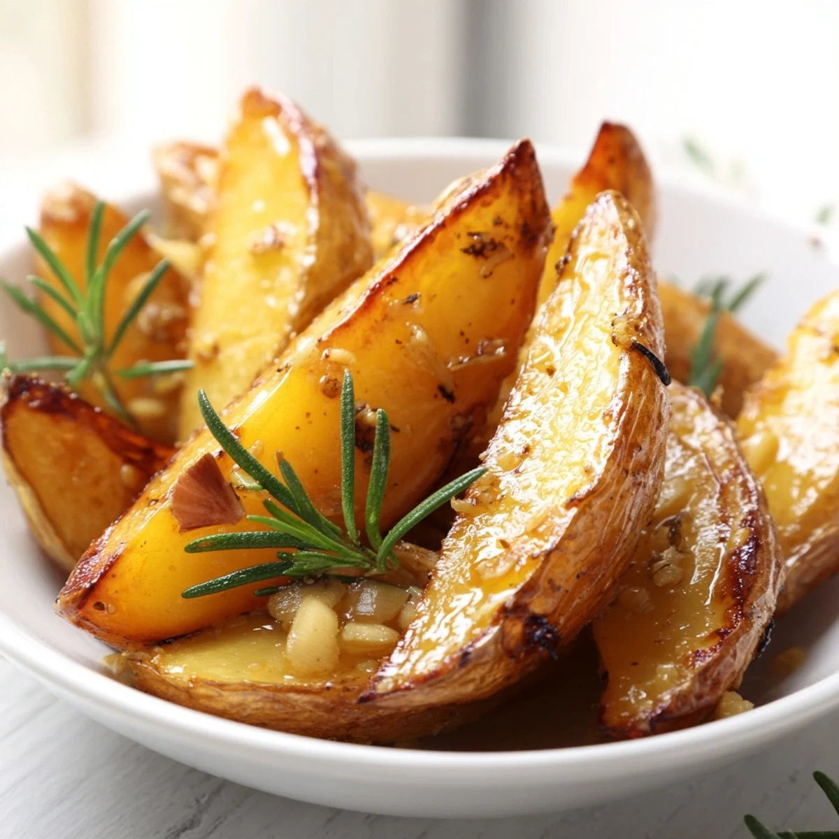 Crispy wedges of Lemon Potatoes with Fresh Rosemary, a Mediterranean side dish for weeknight dinners.