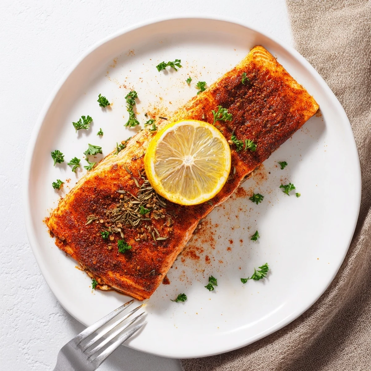 Golden-brown Baked Salmon with Cajun Seasoning, moist and flavorful, ideal for a quick weeknight meal.