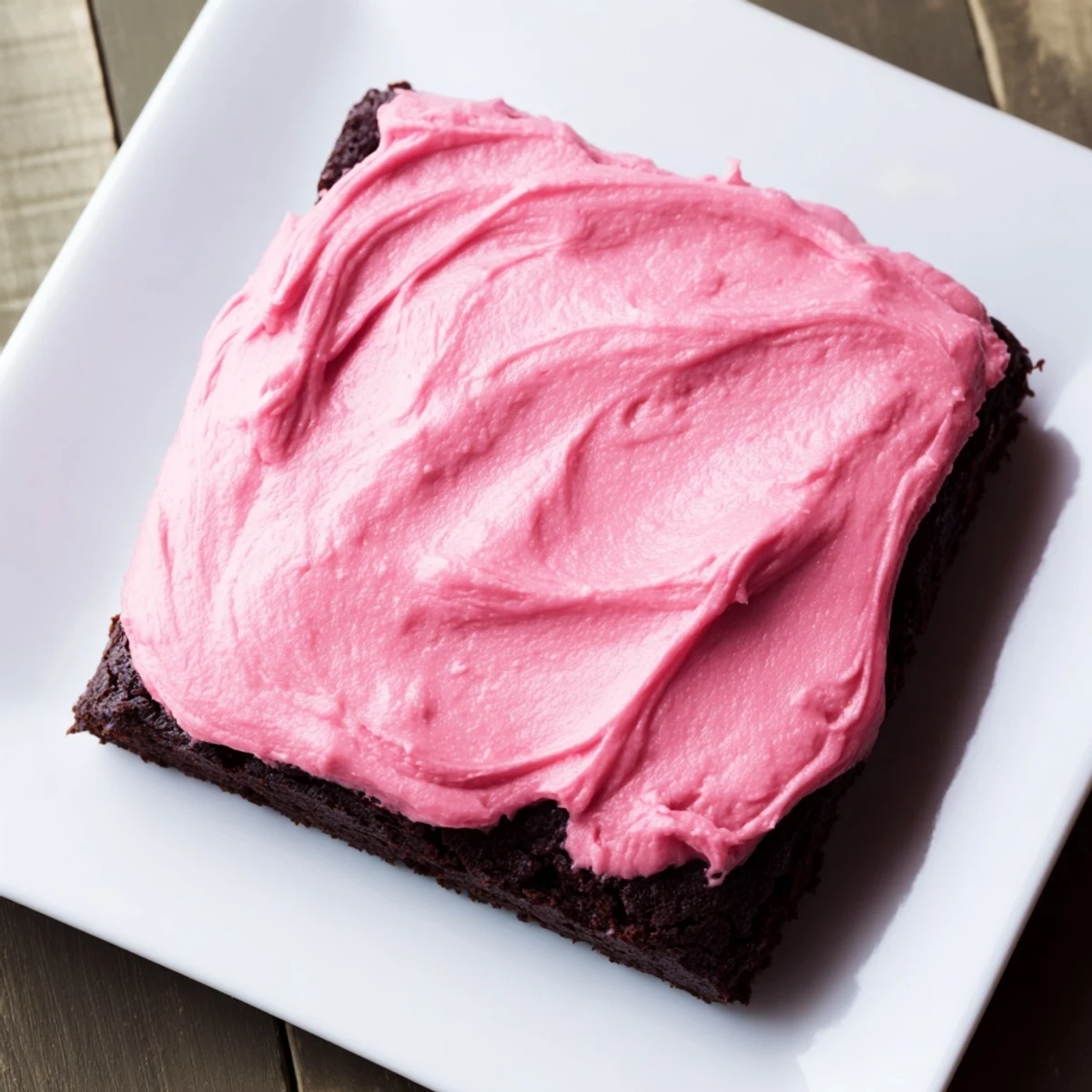 Festive pink-frosted brownies cut into squares, perfect for parties or a sweet afternoon treat in the United States.