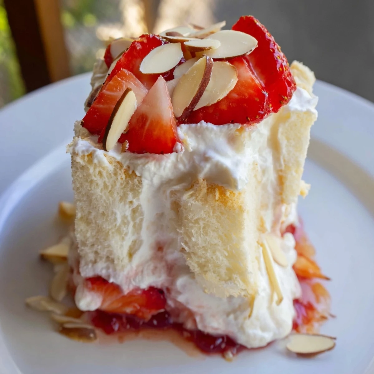 Chilled Heaven on Earth Cake served in slices, featuring light cake cubes and velvety vanilla cream for summer gatherings.