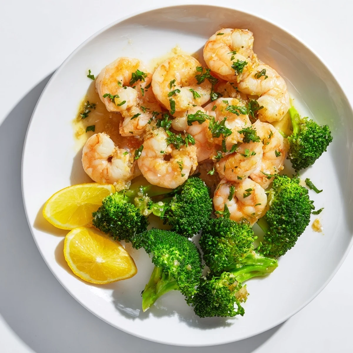 Succulent shrimp and bright green broccoli glisten in honey garlic butter sauce for a quick dinner.