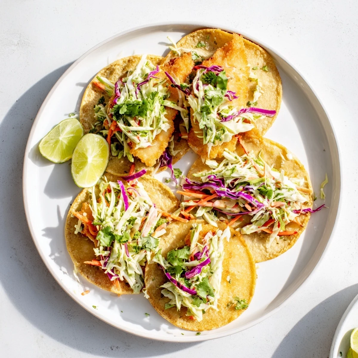 Sizzling fried fish strips tucked into soft tortillas with a zesty cilantro lime slaw for Crispy Fish Tacos.