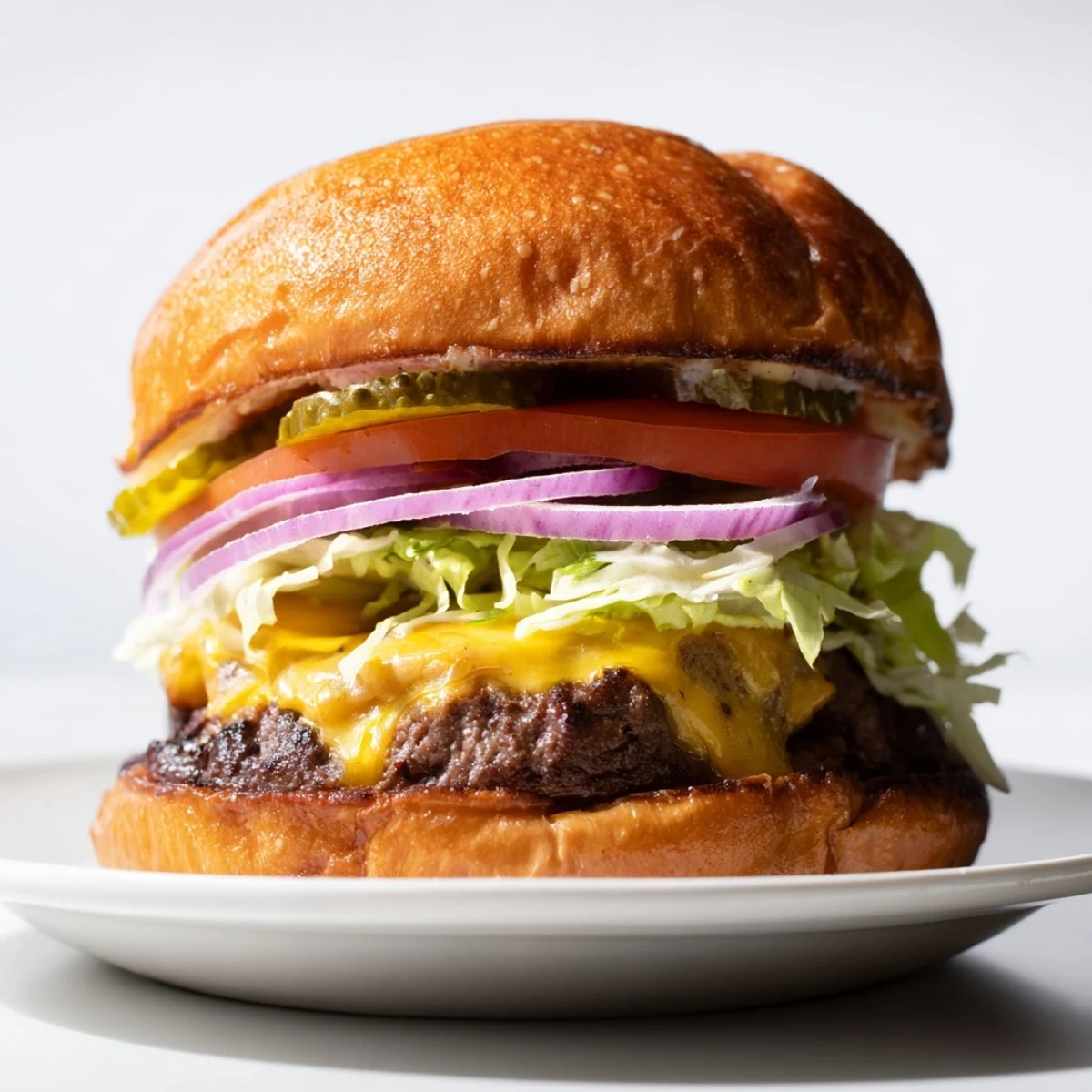 Delicious homemade smash burger with juicy beef patty, melty cheese slice, and crisp lettuce