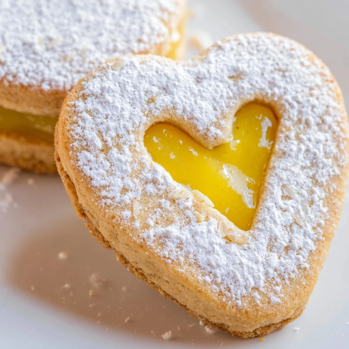 Buttery Linzer cookies filled with vibrant Meyer lemon curd and topped with snowy sugar dusting