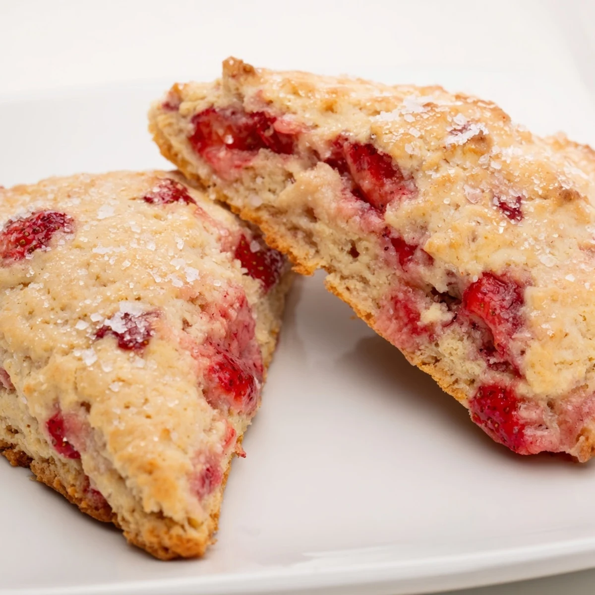 Flaky buttery strawberry scones cooling on a wire rack after baking until lightly golden