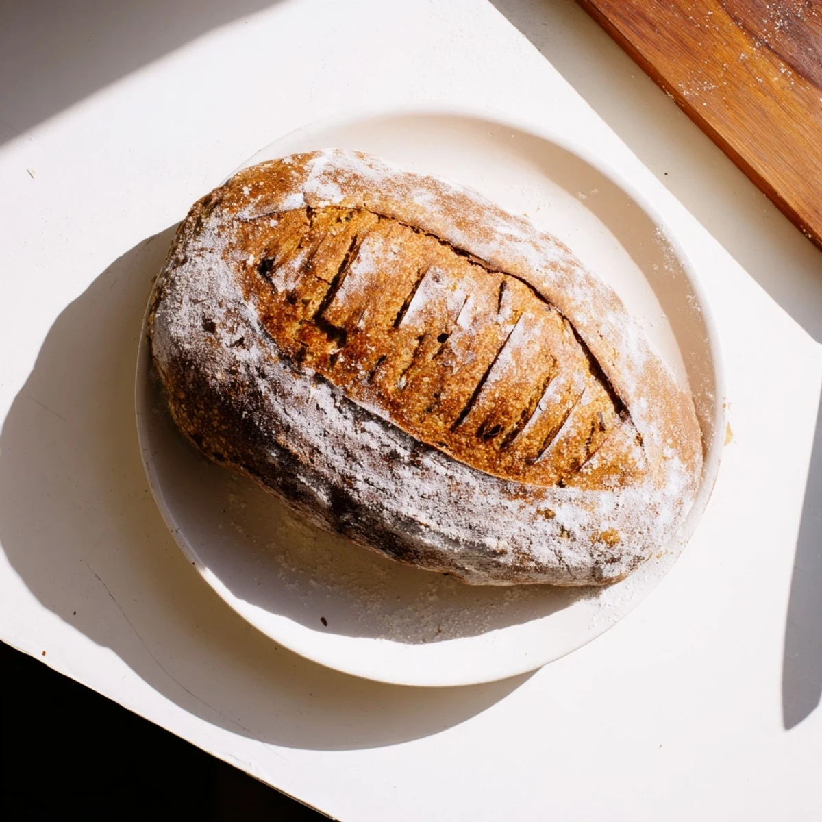 Homemade easy rustic bread cooling on wire rack with deep golden crust and artisanal texture, ready for dinner table