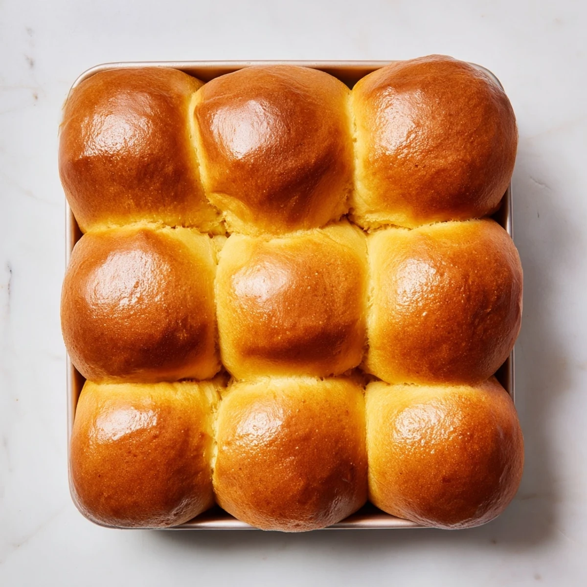 Close-up of warm Buttery Bliss Brioche Rolls torn open to reveal their tender, buttery interior