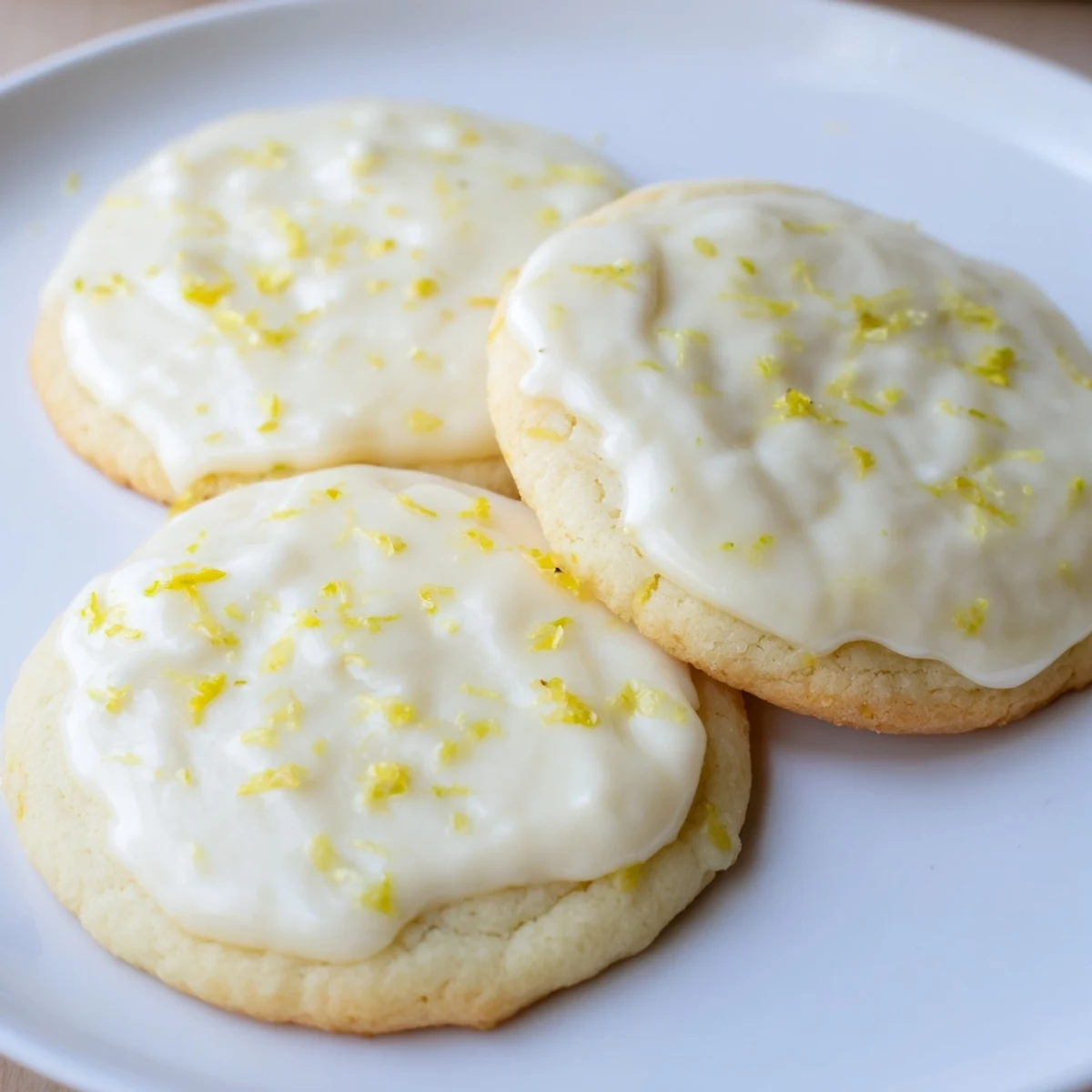 Golden lemon frosted cookies drizzled with sweet lemon icing and fresh zest