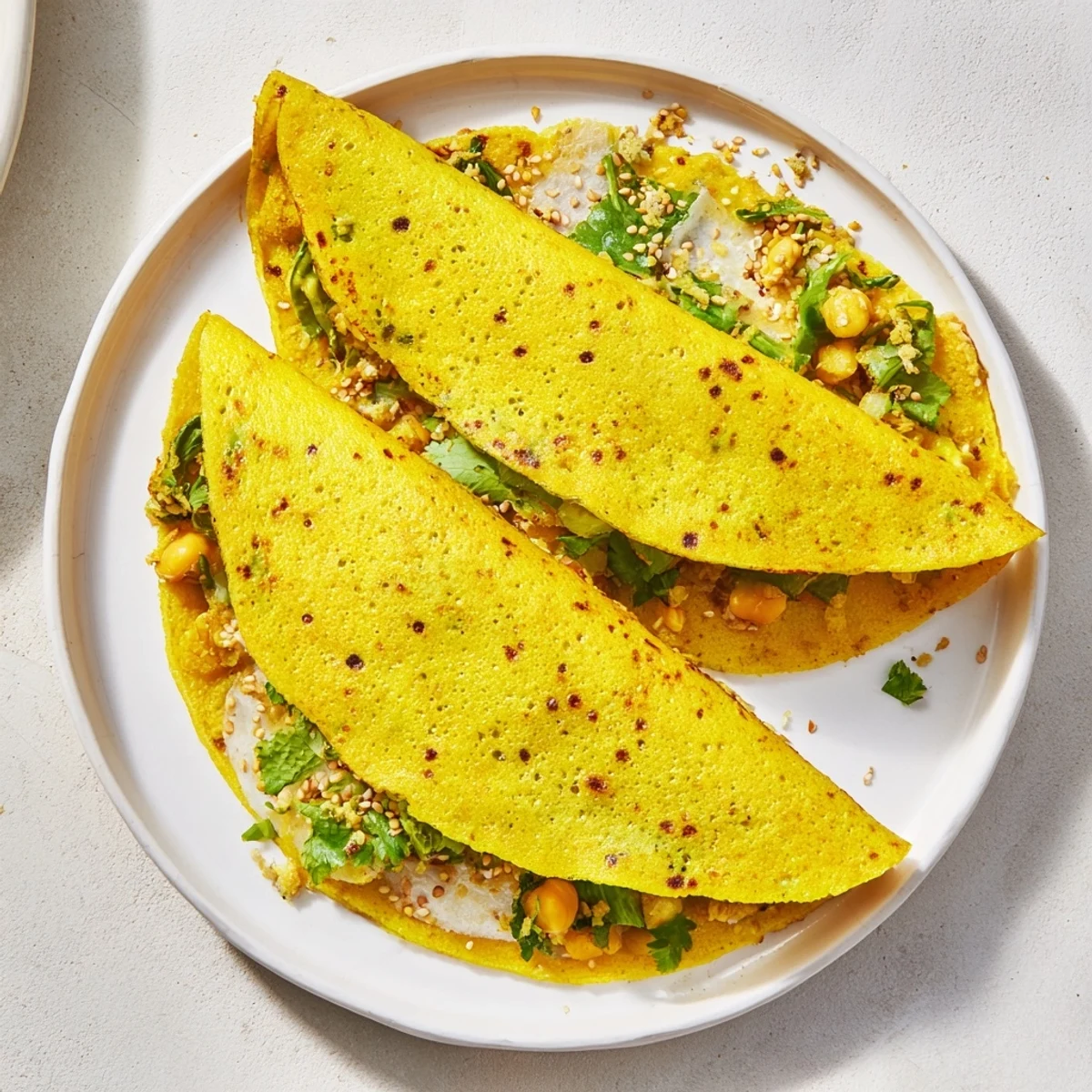 Crispy Mont Lin Ma Yar rice flour pancakes with chickpeas and sesame seeds