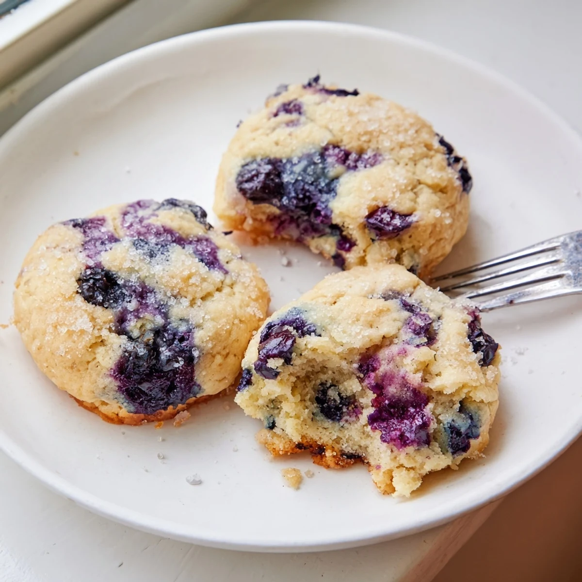 Plump juicy blueberries folded into tender blueberry muffin cookies dusted with coarse sugar