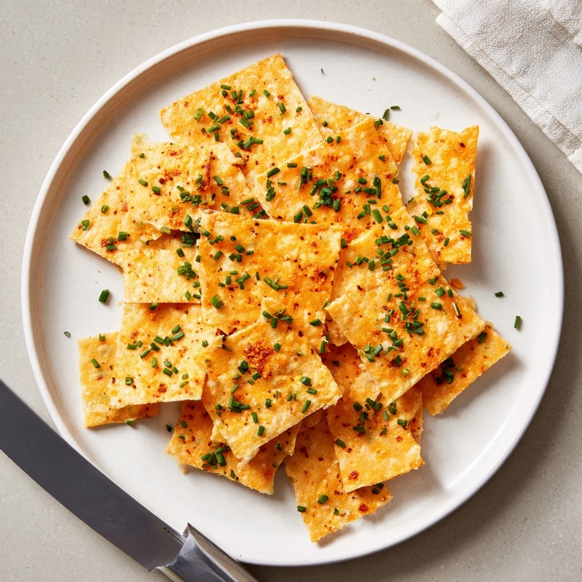 Crispy cheddar and chive snack bites served warm on a rustic wooden board