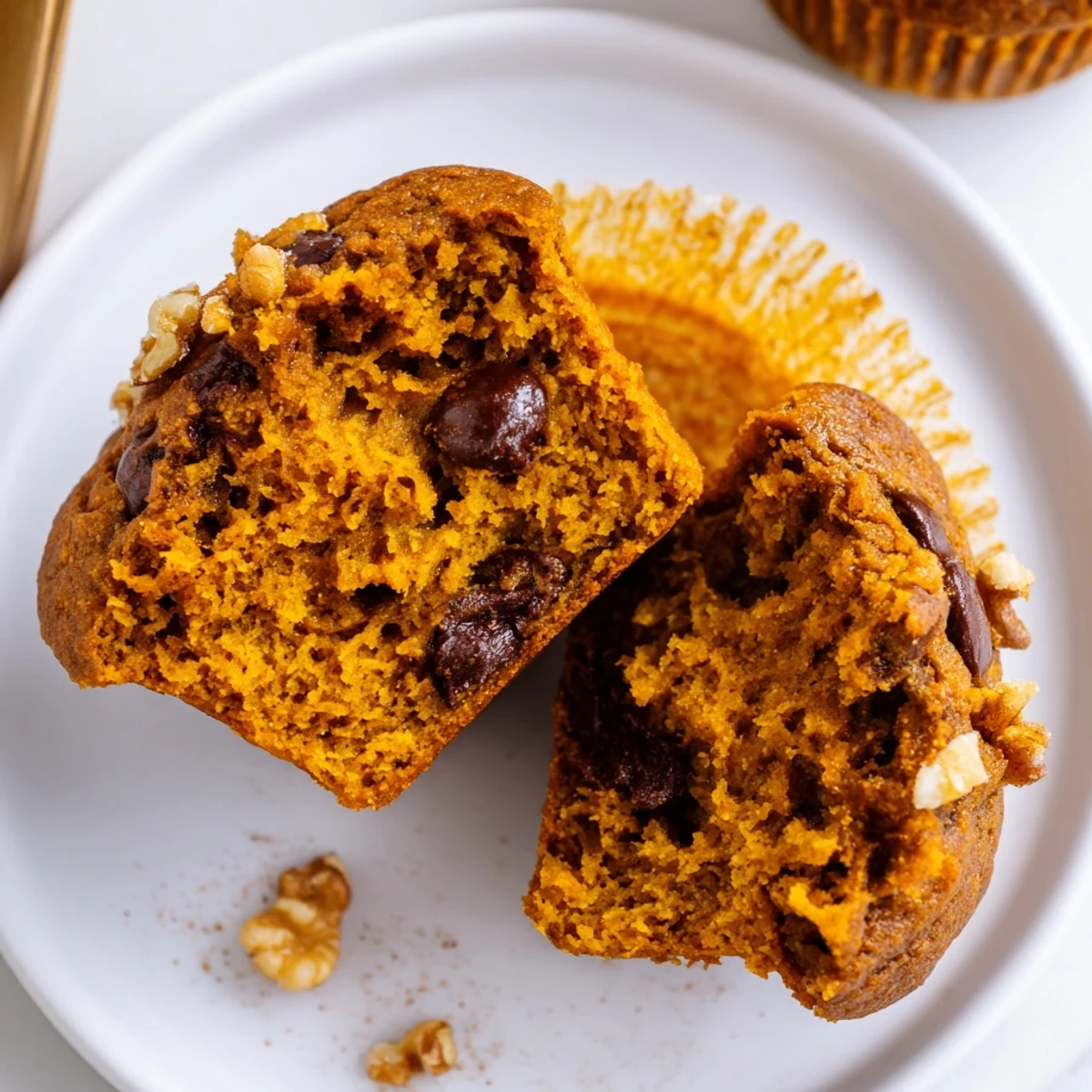 Pumpkin Banana Muffins Recipe with chocolate chips, moist centers, cinnamon-sugar topping