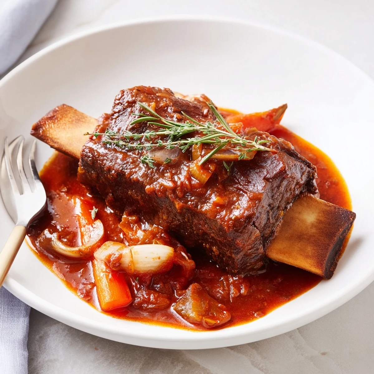 Glistening Slow Cooker Beef Short Ribs braised until fork-tender in savory sauce