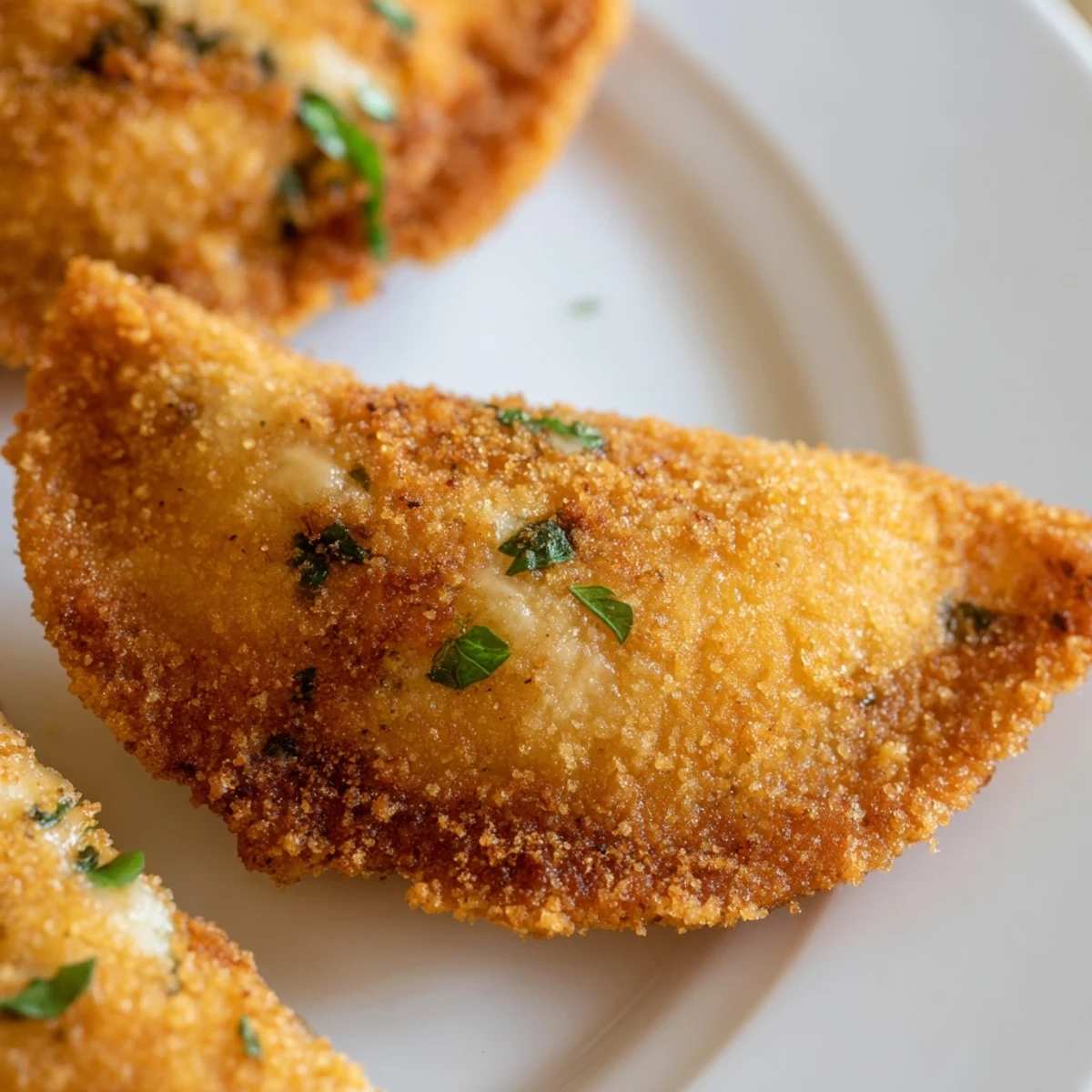 Golden Portuguese shrimp rissois crispy from frying with creamy seafood filling visible inside