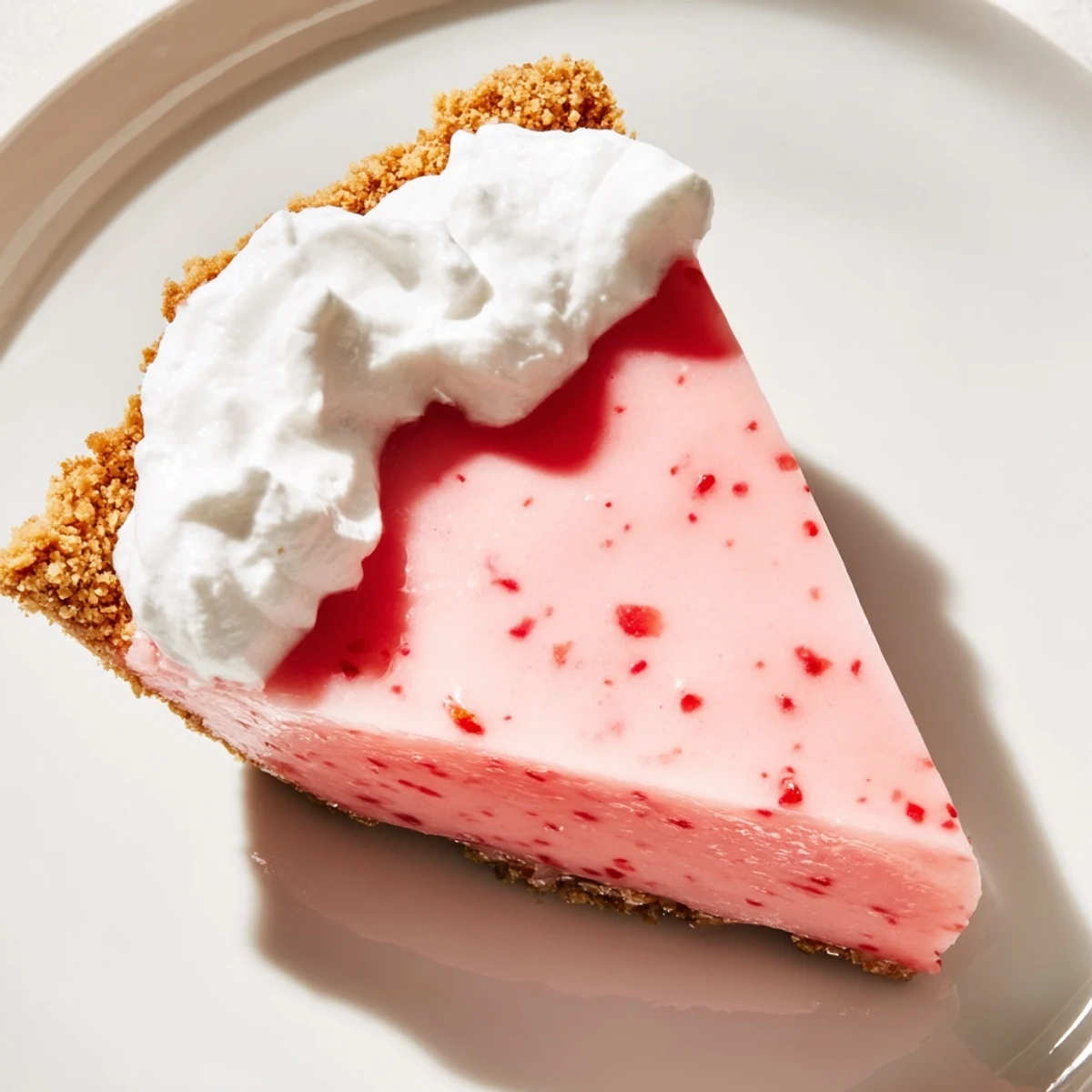 Chilled watermelon pie with smooth pink filling served on rustic wooden table with fresh fruit