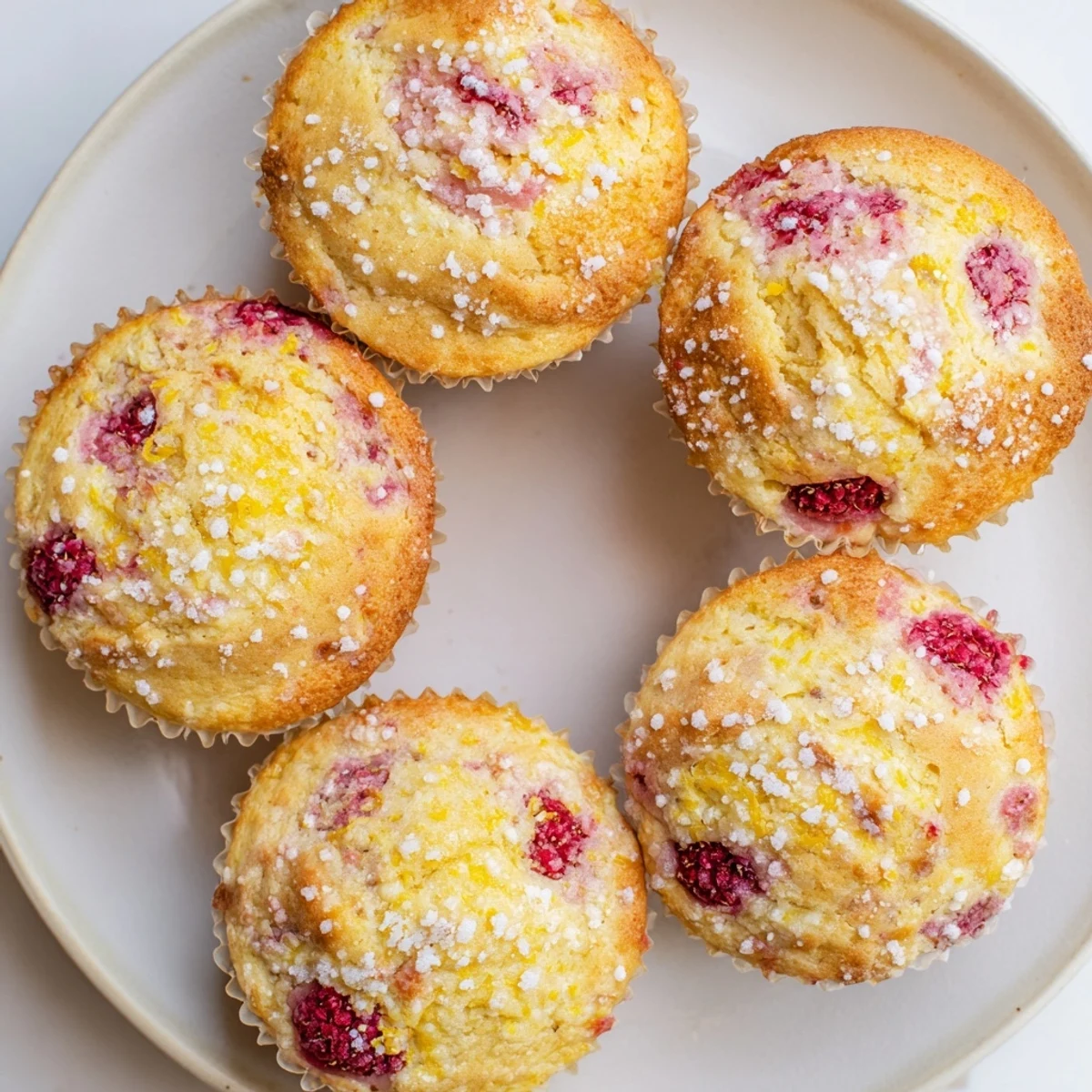 Moist tender raspberry lemon ricotta muffins with fluffy texture and coarse sugar crumbled topping