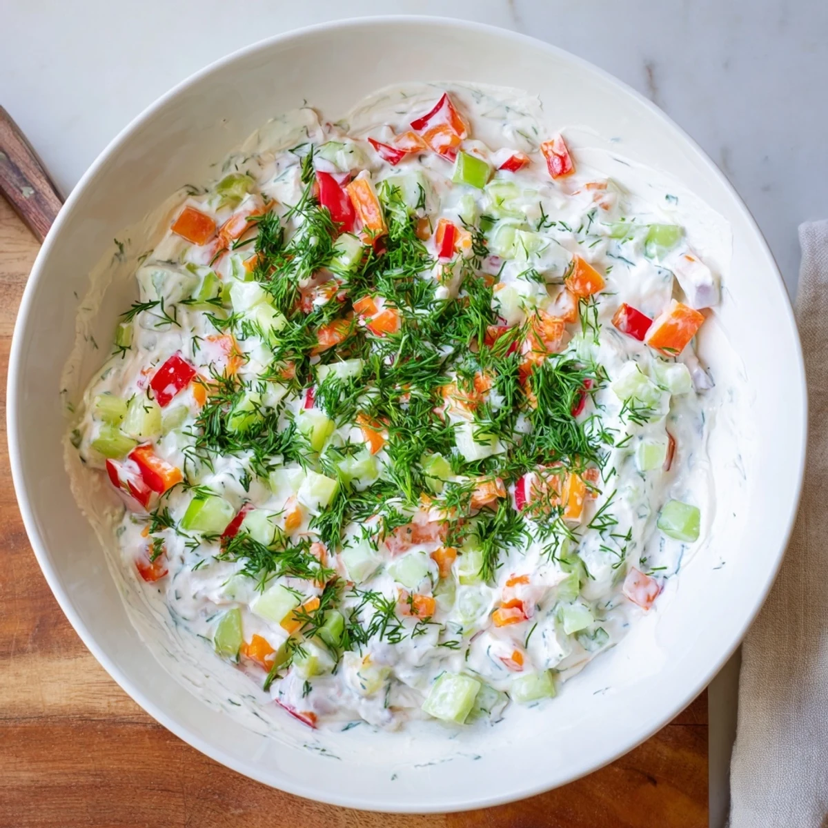 Garden vegetable spread recipe served with crispy crackers and vibrant vegetable crudités for dipping