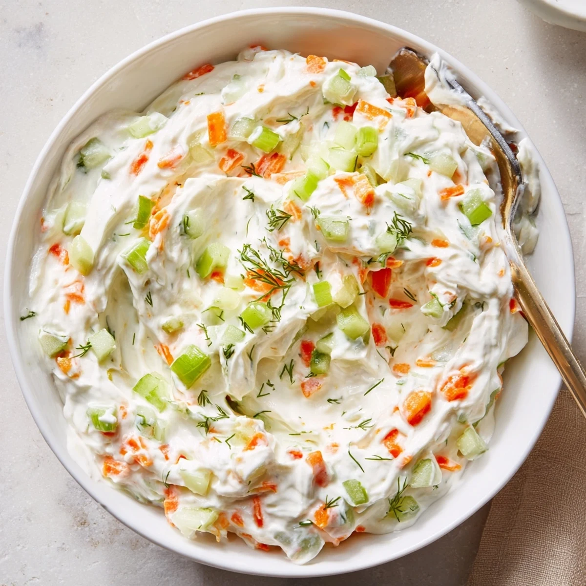 Rustic Garden Vegetable Spread ready for toasted bread or crunchy veggie sticks